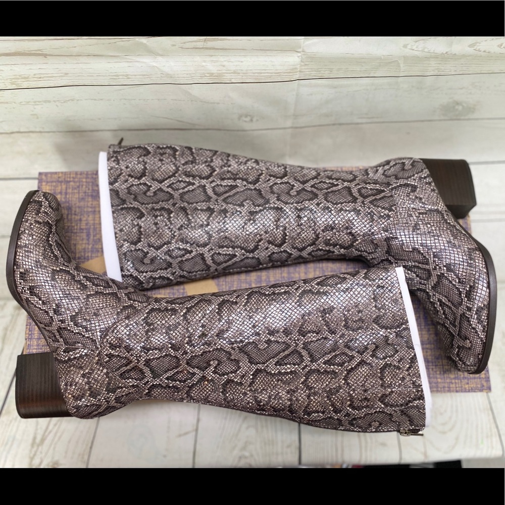Born Audriana Brown Suede Snake Print Boots